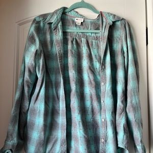 Stylus Plaid Button Down Blouse